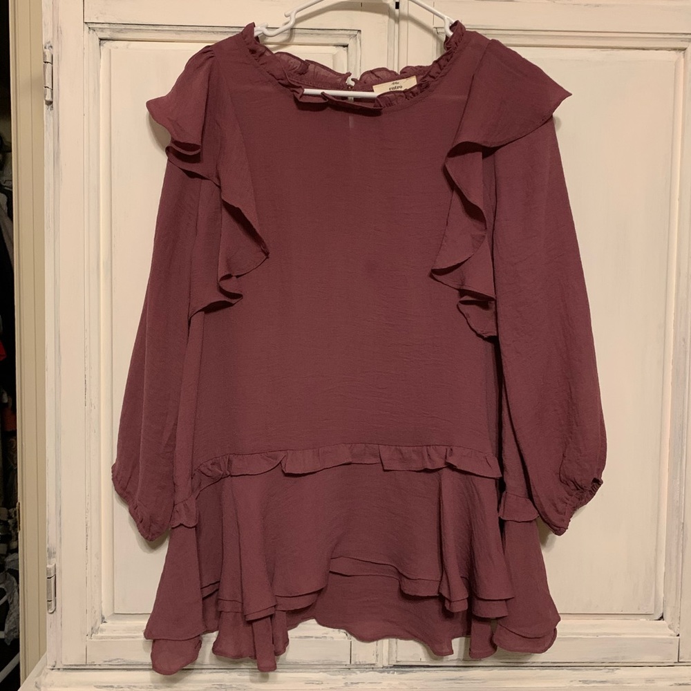 Entro Plum Ruffle Top